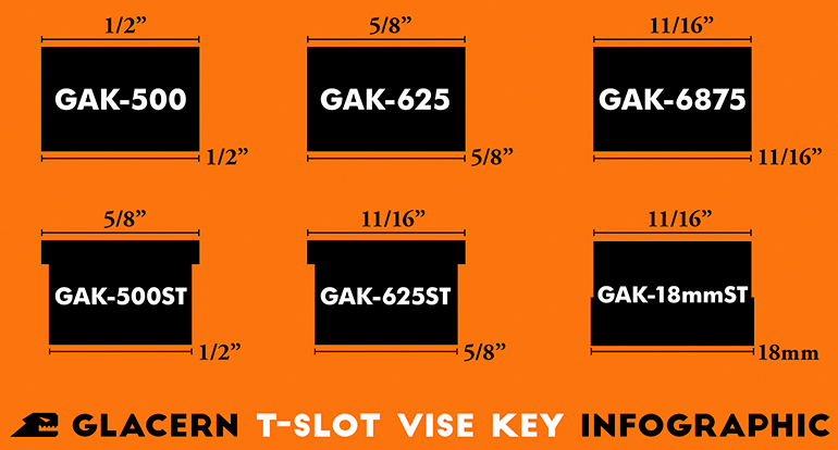 Glacern T-Slot Alignment Key Size Chart